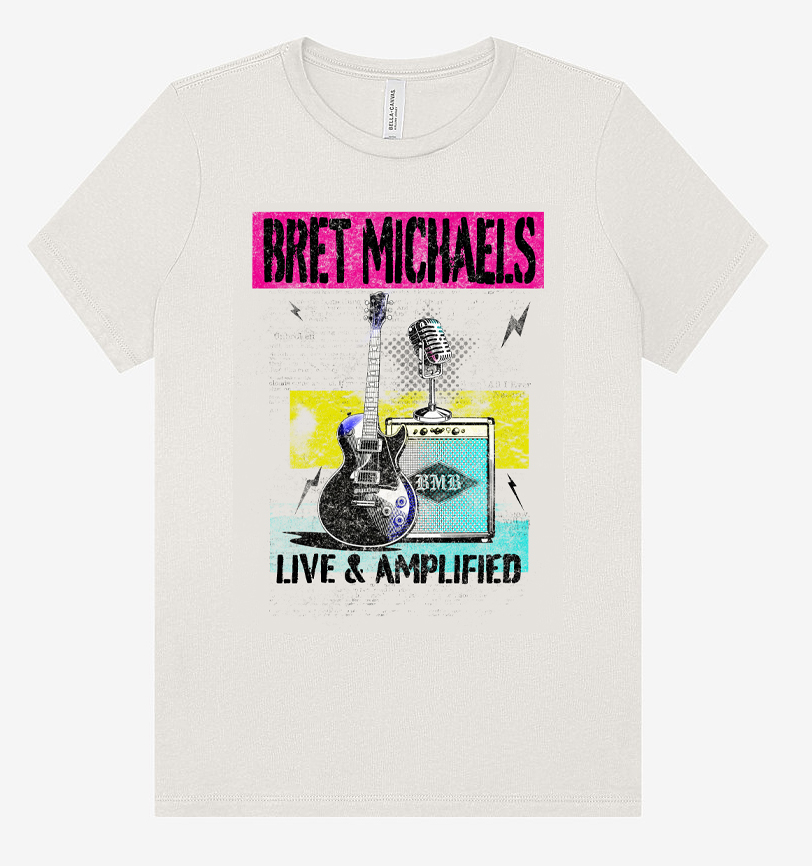 Color Block Live & Amplified Ladies Tee Bret Michaels, Brett Michaels, Bret Micheals, Brett Micheals, LIfestyle, Style, Life, Collection, live, amplified, tee, t-shirt