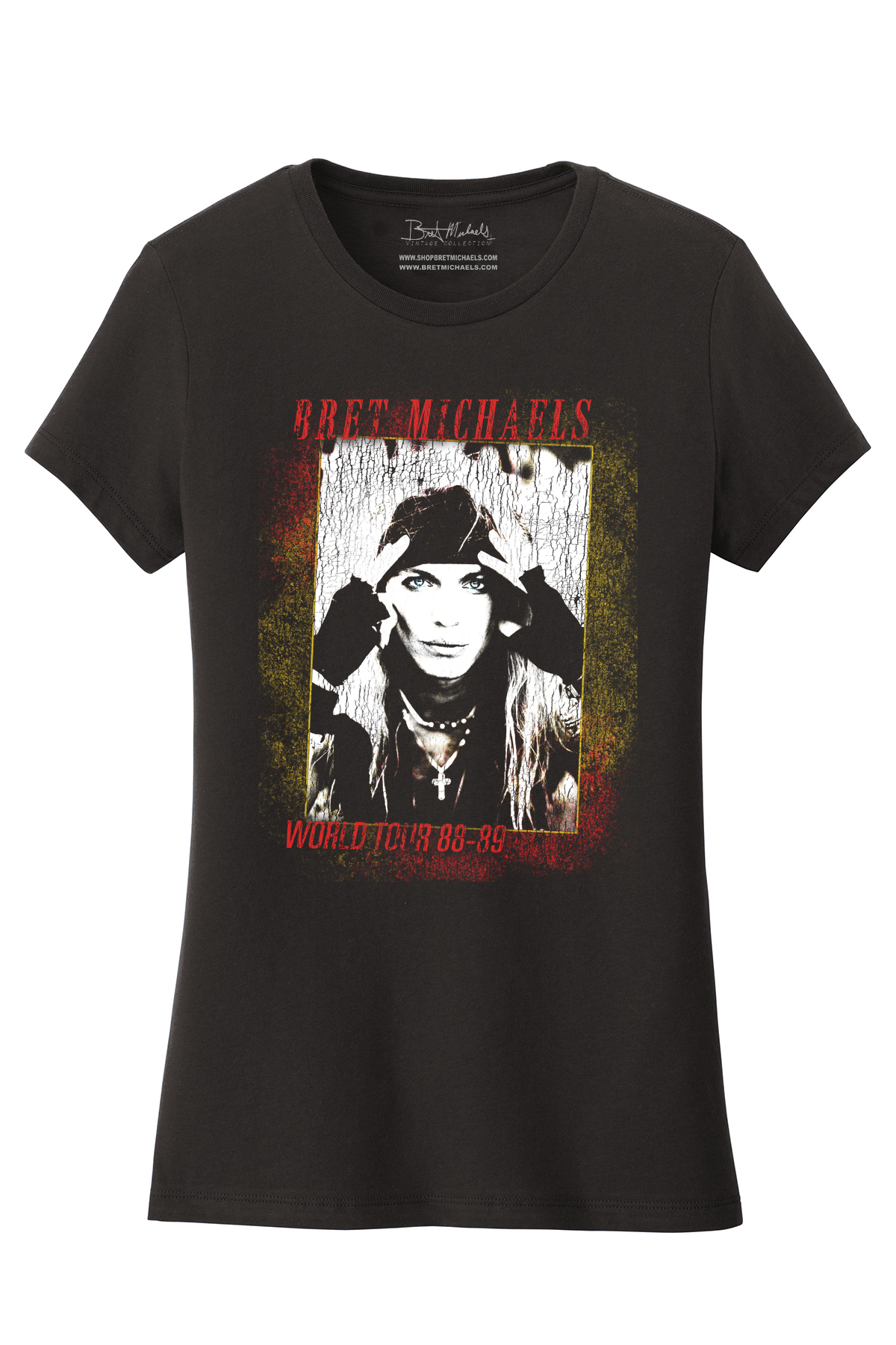Vintage Collection - World Tour 88-89 Ladies Tee Bret Michaels, Brett Michaels, Bret Micheals, Brett Micheals, Lifestyle, tee, shirt, vintage, gene kirkland