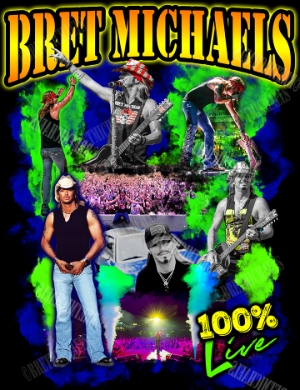 2025 100% Live Tee - LAST CHANCE! **LIMITED SIZES REMAIN** Bret Michaels, Brett Michaels, Bret Micheals, Brett Micheals, LIfestyle, Style, Life, Collection, photo collage, tee, limited time only, pre-order