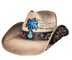 Bret Michaels Custom Cowboy Hat - Palm Tree Guitar, Brown Bret Michaels, Brett Michaels, Bret Micheals, Brett Micheals, LIfestyle, Style, cowboy hat, hat