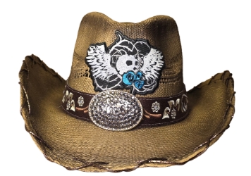 Bret Michaels Custom Cowboy Hat - Winged Skull Blue Roses Bret Michaels, Brett Michaels, Bret Micheals, Brett Micheals, LIfestyle, Style, cowboy hat, hat