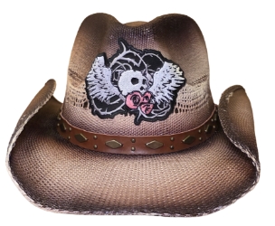 Bret Michaels Custom Cowboy Hat - Winged Skull Pink Roses Bret Michaels, Brett Michaels, Bret Micheals, Brett Micheals, LIfestyle, Style, cowboy hat, hat