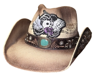 Bret Michaels Custom Cowboy Hat - Winged Skull Purple Roses Bret Michaels, Brett Michaels, Bret Micheals, Brett Micheals, LIfestyle, Style, cowboy hat, hat