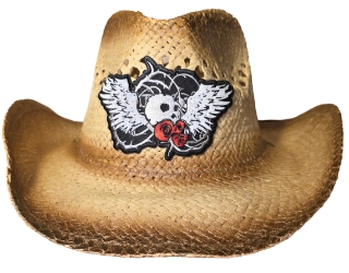 Bret Michaels Custom Cowboy Hat - Winged Skull Red Roses Bret Michaels, Brett Michaels, Bret Micheals, Brett Micheals, LIfestyle, Style, cowboy hat, hat