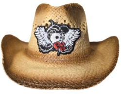 Bret Michaels Custom Cowboy Hat - Winged Skull Red Roses Bret Michaels, Brett Michaels, Bret Micheals, Brett Micheals, LIfestyle, Style, cowboy hat, hat