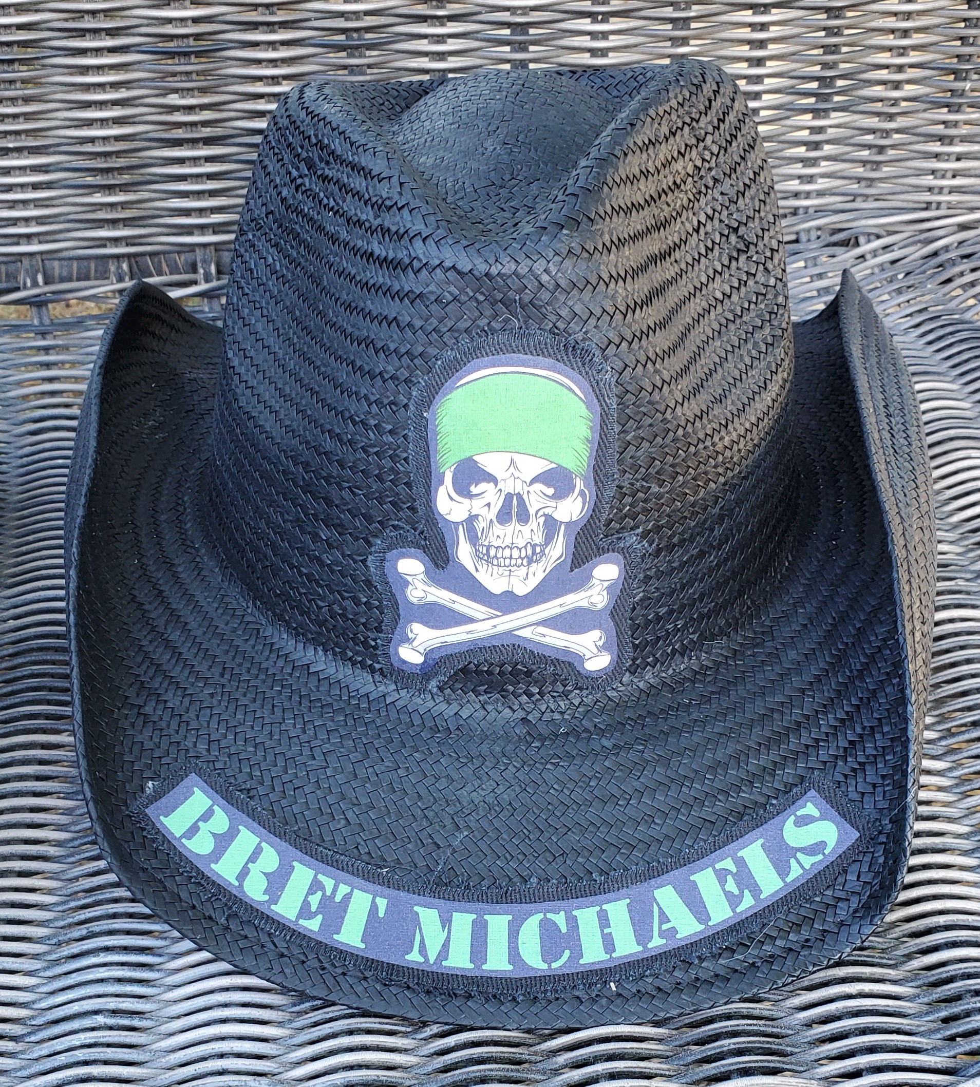 Bret Michaels Green Skull Hat - SM 