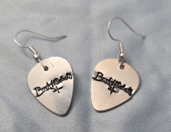 Bret Michaels Signature Logo Guitar Pick Aluminum Earrings Bret Michaels, Brett Michaels, Bret Micheals, Brett Micheals, LIfestyle, Style, jewelry, necklace
