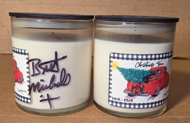 Christmas Tree LOvE+PLuS Candle Jar - ***SIGNED*** Bret Michaels, Brett Michaels, Bret Micheals, Brett Micheals, LIfestyle, Style, Life, Collection, Home, Inspiration, gifts, candle, LOVE+PLUS, fraser fir, christmas tree,signed