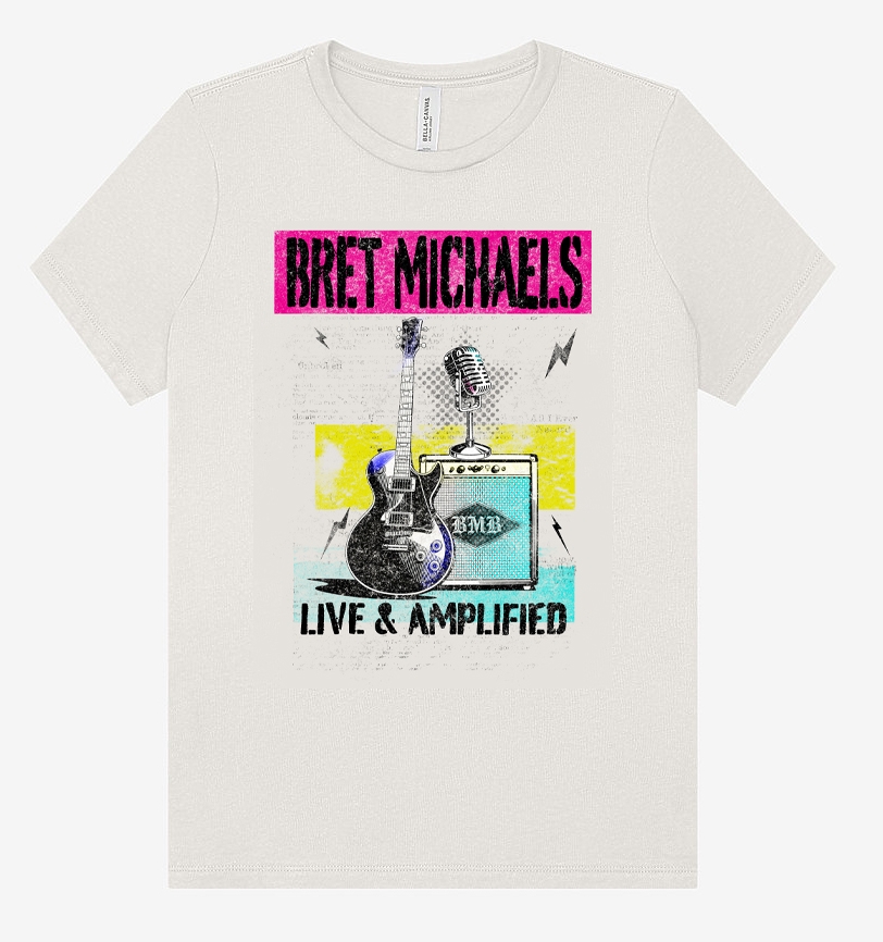 Color Block Live & Amplified Ladies Tee Bret Michaels, Brett Michaels, Bret Micheals, Brett Micheals, LIfestyle, Style, Life, Collection, live, amplified, tee, t-shirt