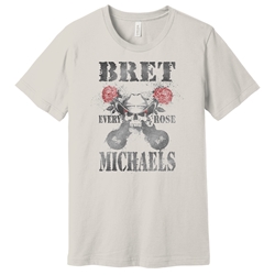 Every Rose Skull Tee in Vintage White Bret Michaels, Brett Michaels, Bret Micheals, Brett Micheals, LIfestyle, Style, Life, Collection, Every Rose, Skull, Crossed Guitars, Roses, tee shirt