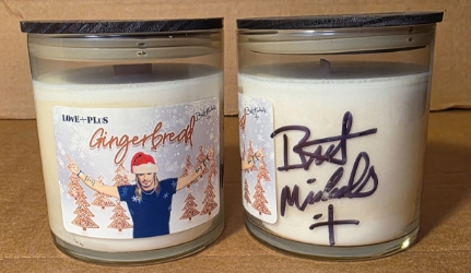 Gingerbread LOvE+PLuS Candle Jar ***SIGNED*** Bret Michaels, Brett Michaels, Bret Micheals, Brett Micheals, LIfestyle, Style, Life, Collection, Home, Inspiration, gifts, candle, LOVE+PLUS, gingerbread, signed