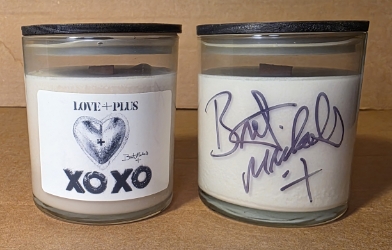 LOVE+PLUS Candle Jar ***SIGNED*** Bret Michaels, Brett Michaels, Bret Micheals, Brett Micheals, LIfestyle, Style, Life, Collection, Home, Inspiration, gifts, candle, LOVE+PLUS, signed