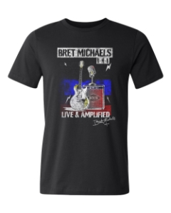 Live & Amplified Unisex Tee Bret Michaels, Brett Michaels, Bret Micheals, Brett Micheals, LIfestyle, Style, Life, Collection, live, amplified, rock and roll, bmb, red, white, blue, tee shirt