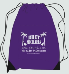Nothin But A Good Vibe Drawstring Bag Bret Michaels, Brett Michaels, Bret Micheals, Brett Micheals, Lifestyle, parti-gras, palm tree guitar, drawstring, bag, backpack