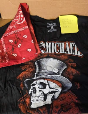 Signed Bandana with T-Shirt - Red Top Hat Skull Bret Michaels, Brett Michaels, Bret Micheals, Brett Micheals, LIfestyle, Style, Life, Collection, tee shirt, bandana