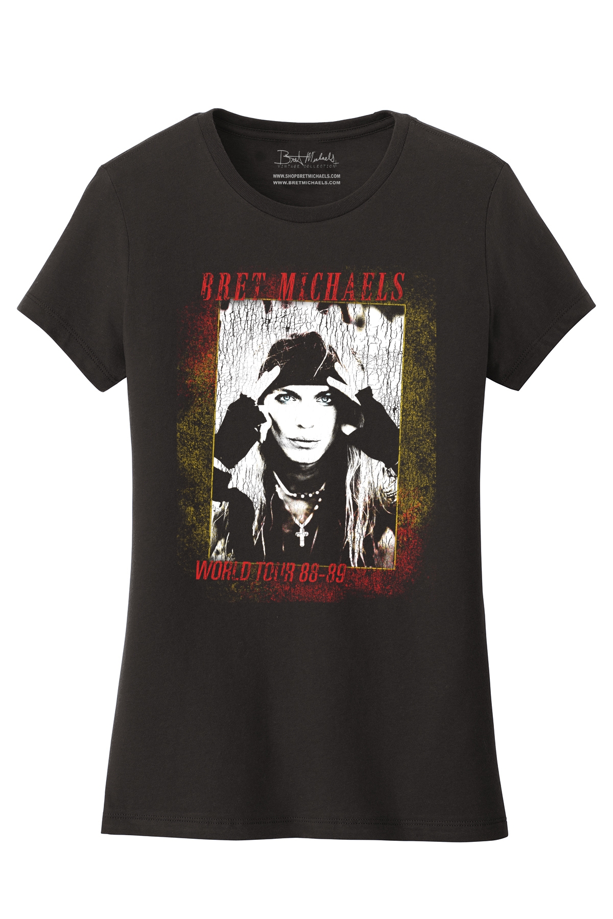 Vintage Collection - World Tour 88-89 Ladies Tee Bret Michaels, Brett Michaels, Bret Micheals, Brett Micheals, Lifestyle, tee, shirt, vintage, gene kirkland