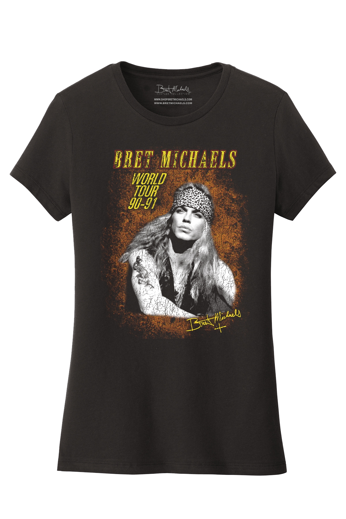 Vintage Collection - World Tour 90-91 Ladies Tee Bret Michaels, Brett Michaels, Bret Micheals, Brett Micheals, Lifestyle, tee, shirt, vintage, greg rannells