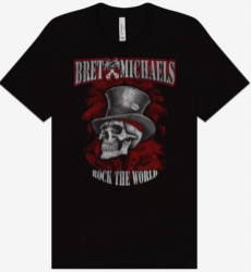 Top Hat Skull (Only) Rock The World Graphic Tee Bret Michaels, Brett Michaels, Bret Micheals, Brett Micheals, LIfestyle, Style, Life, Collection, rock n roll, Skull, rock the world, tee shirt