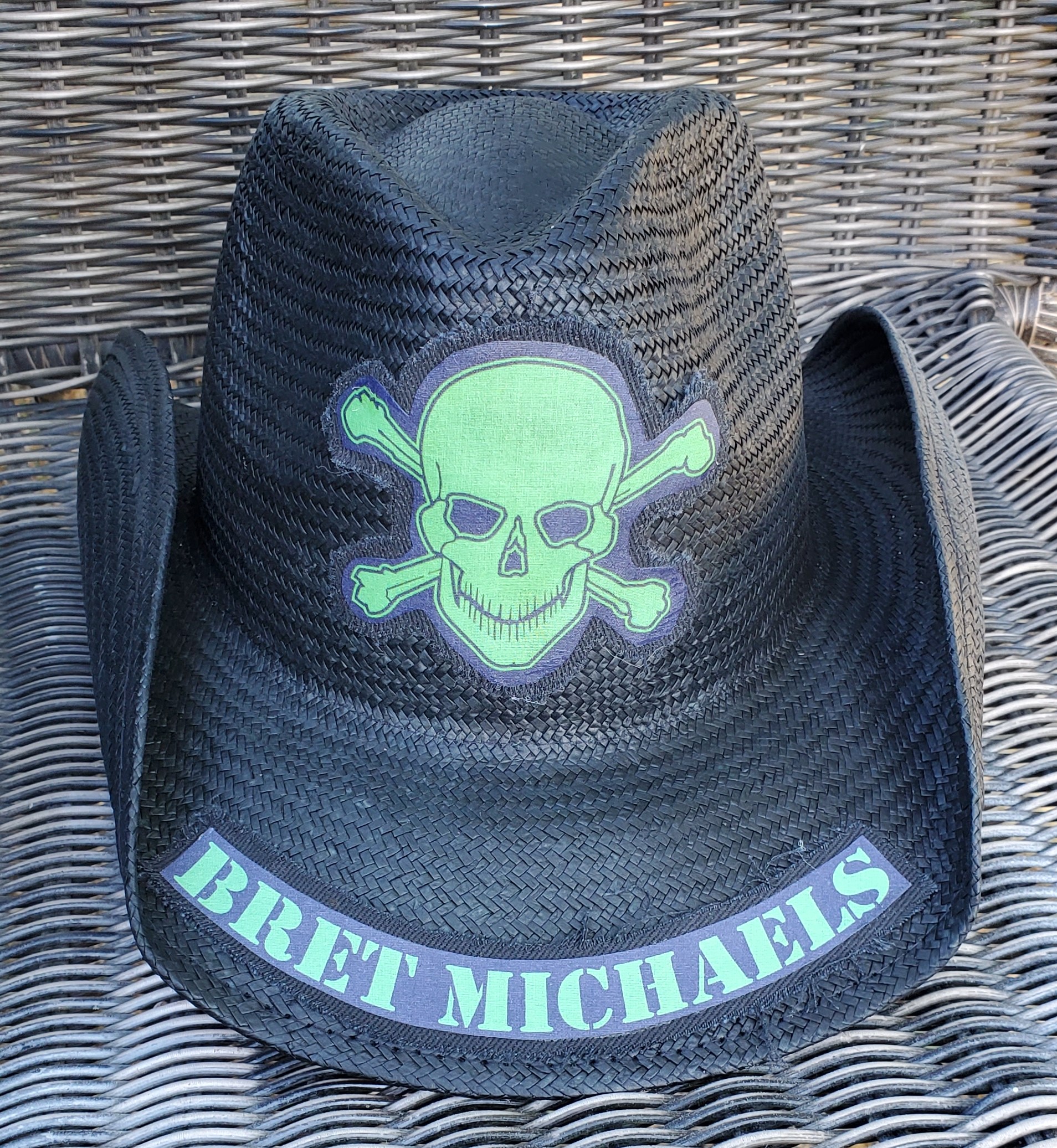Bret Michaels Green Skull Hat - Plain 