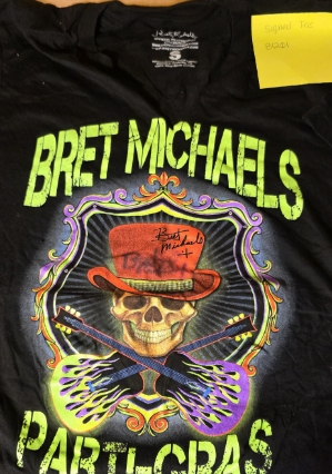 Signed T-Shirt - Retro Skull Parti-Gras Tee Bret Michaels, Brett Michaels, Bret Micheals, Brett Micheals, LIfestyle, Style, Life, Collection, tee shirt