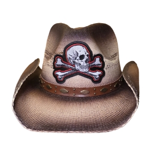 Bret Michaels Custom Cowboy Hat - Skull and Crossbones - Red, Brown Bret Michaels, Brett Michaels, Bret Micheals, Brett Micheals, LIfestyle, Style, cowboy hat, hat
