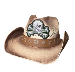 Bret Michaels Custom Cowboy Hat - Skull and Crossbones - Green, Brown Bret Michaels, Brett Michaels, Bret Micheals, Brett Micheals, LIfestyle, Style, cowboy hat, hat
