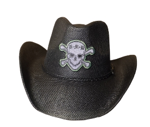 Bret Michaels Custom Cowboy Hat - Skull and Crossbones - Green, Black Bret Michaels, Brett Michaels, Bret Micheals, Brett Micheals, LIfestyle, Style, cowboy hat, hat