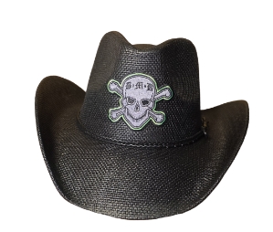 Bret Michaels Custom Cowboy Hat - Skull and Crossbones - Green, Black Bret Michaels, Brett Michaels, Bret Micheals, Brett Micheals, LIfestyle, Style, cowboy hat, hat