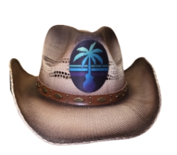Bret Michaels Custom Cowboy Hat - Palm Tree Guitar Oval Logo, Brown Bret Michaels, Brett Michaels, Bret Micheals, Brett Micheals, LIfestyle, Style, cowboy hat, hat