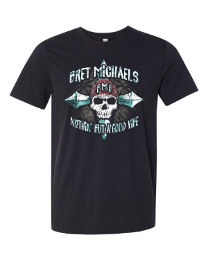NBAGV Cross Skull Tee Bret Michaels, Brett Michaels, Bret Micheals, Brett Micheals, LIfestyle, tee, shirt, nothin' but a good vibe, cross skull