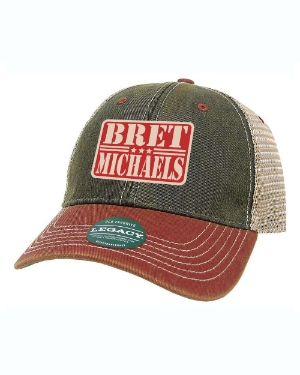 Bret Michaels Patch Hat - Black/Red/Khaki Wash Bret Michaels, Brett Michaels, Bret Micheals, Brett Micheals, LIfestyle, trucker hat, baseball hat, patch