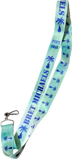 Bret Michaels Parti-Gras Lanyard Bret Michaels, Brett Michaels, Bret Micheals, Brett Micheals, LIfestyle, parti-gras, palm tree guitar, lanyard, accessory