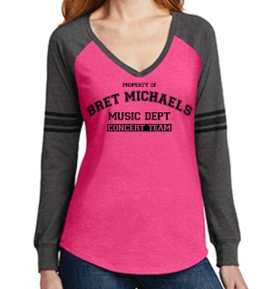 Bret Michaels Music Dept Long Sleeve Bret Michaels, Brett Michaels, Bret Micheals, Brett Micheals, LIfestyle, tee, shirt, long sleeve, concert team, athletic, pink