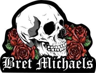 Bret Michaels Skull & Roses 5" Patch Bret Michaels, Brett Michaels, Bret Micheals, Brett Micheals, patch, skull and roses