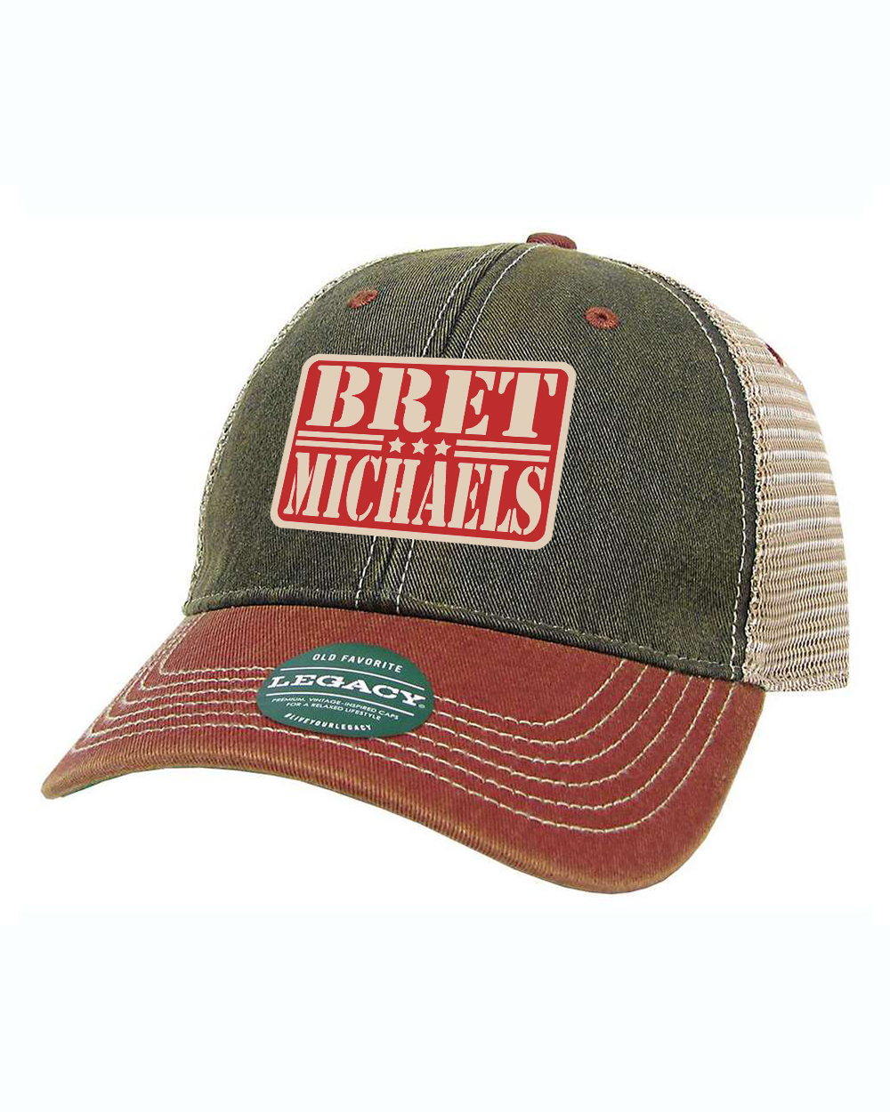 Bret Michaels Patch Hat - Black/Red/Khaki Wash Bret Michaels, Brett Michaels, Bret Micheals, Brett Micheals, LIfestyle, trucker hat, baseball hat, patch